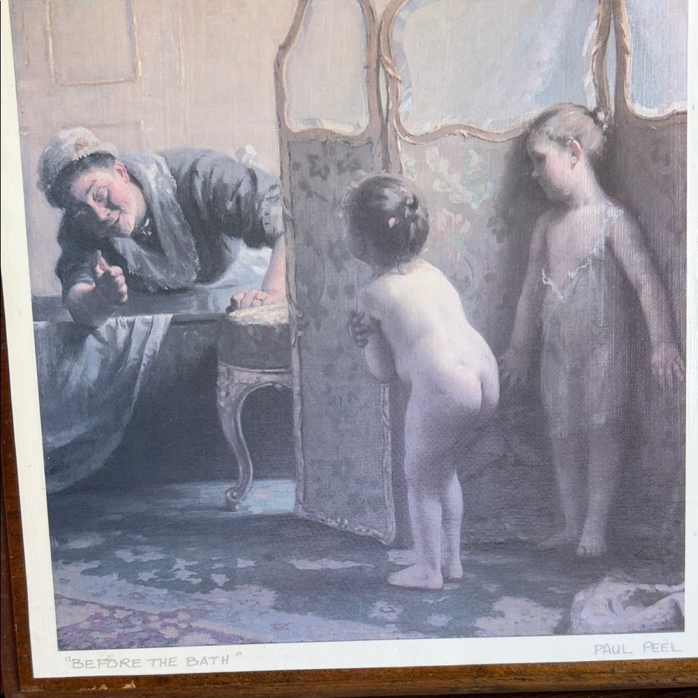 2 Art Prints mounted on board -Paul Peel “After the bath” and “Before the Bath” - Picture 12 of 12
